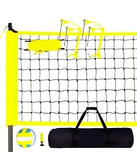 Hongge Adjustable Height Volleyball Net System with Steel Poles Ball Pump and Carrying Bag for Backyard and Beach
