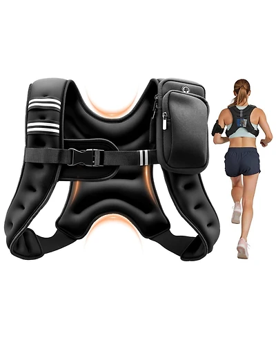 Hongge Adjustable 8 lb Body Weight Vest with Reflective Stripe for Jogging Fitness and Muscle Building