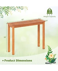 Gouun 40 in. Solid Shorea Hardwood Plant Display Shelf with Slatted Top