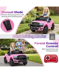 Hongge 12V Kids Ride-On Pickup Truck with Remote Control and Led Lights, 66 lbs, Ages 3-8