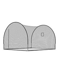 Hongge Freestanding Baseball Batting Cage 12 x 10.2 x 7.6 ft with 4-Ply Knotless Netting and Pitching Machine Opening