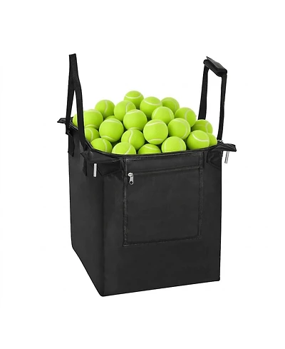 Hongge Stainless Steel Tennis Ball Hopper Cart Holding 200 Balls with Locking Swivel Wheels and Storage Bag