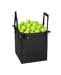 Hongge Stainless Steel Tennis Ball Hopper Cart Holding 200 Balls with Locking Swivel Wheels and Storage Bag