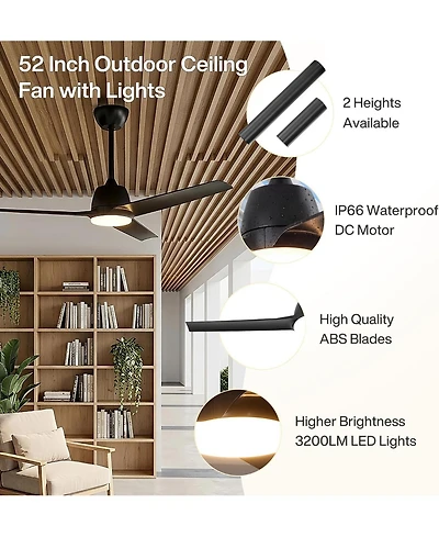 Tribesigns 52" Outdoor Ceiling Fans with Lights and Remote