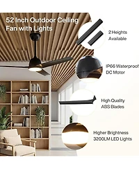 Tribesigns 52" Outdoor Ceiling Fans with Lights and Remote