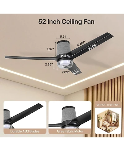 Tribesigns 52 Inch Ceiling Fan with Rgb Light - 44 Dynamic Colors