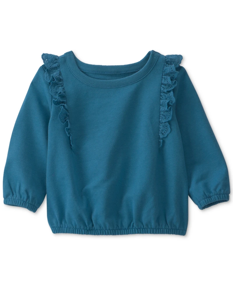 Carter's Baby Girls' Embroidered Ruffle French Terry Top and Bee Print Pants, 2-Piece Set