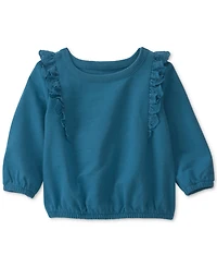 Carter's Baby Girls' Embroidered Ruffle French Terry Top and Bee Print Pants, 2-Piece Set