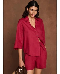 Mint Velvet Women's Linen Short Sleeve Resort Shirt