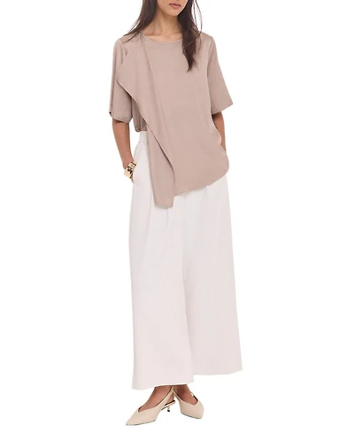Mint Velvet Women's Satin Ruffle-Front Button-Back Top
