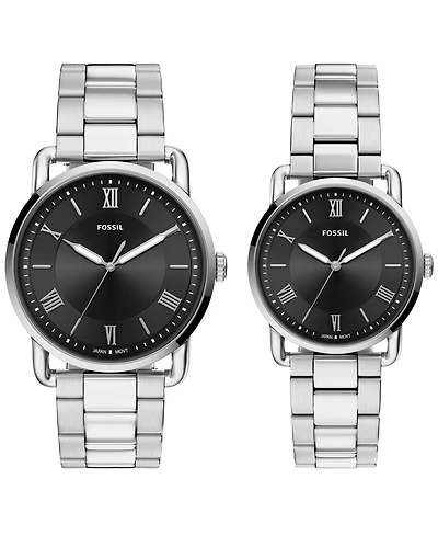 Fossil Unisex Copeland Quartz Stainless Steel Watch Set 42mm and 34mm