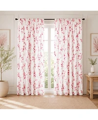 Kate Aurora 1 Piece Printed Cherry Blossom Rod Pocket Window Curtain Panel