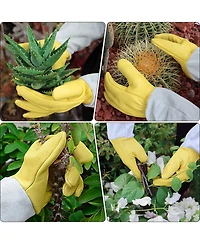 Xdovet Gardening Gloves Leather Thorn-proof Rose Pruning Long Cuff