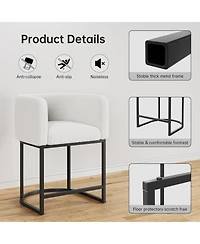 homfan Set of 4 Counter Height Bar Stools - Modern Upholstered Chairs with Back and Arms, Metal Frame for Kitchen Island or