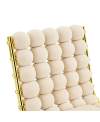 Streamdale Furniture Bubble Tufted Velvet Swivel Accent Chair with Metal Frame