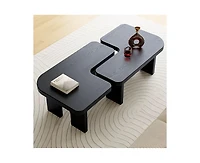 Flynama Modern Wooden Nesting Coffee Table, 70.86" Extendable Splicing Center Table