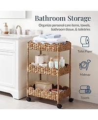 Best Choice Products 3-Tier Scalloped Rolling Nursery Caddy w/Wheels, Storage Utility Cart