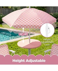Best Choice Products Pocassy Kids Outdoor Table and Chair Set with Umbrella,3 Piece Foldable Toddler Picnic