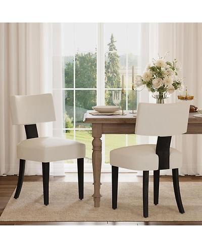 homfan Mid-Century Modern Dining Chairs Set of 2 Upholstered Modern Style Inspired Chenille, Curved Backrest, Hardwood Frame, Farmhouse Accent