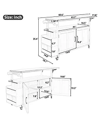 Streamdale Furniture Portable Outdoor Kitchen Island with Storage and Wheels