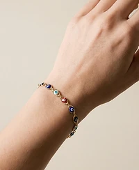 The M Jewelers Evil Eye Link Bracelet, 18KT Gold-Filled