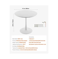 Slickblue Round Wood Dining Table with Pedestal Base for Small Spaces