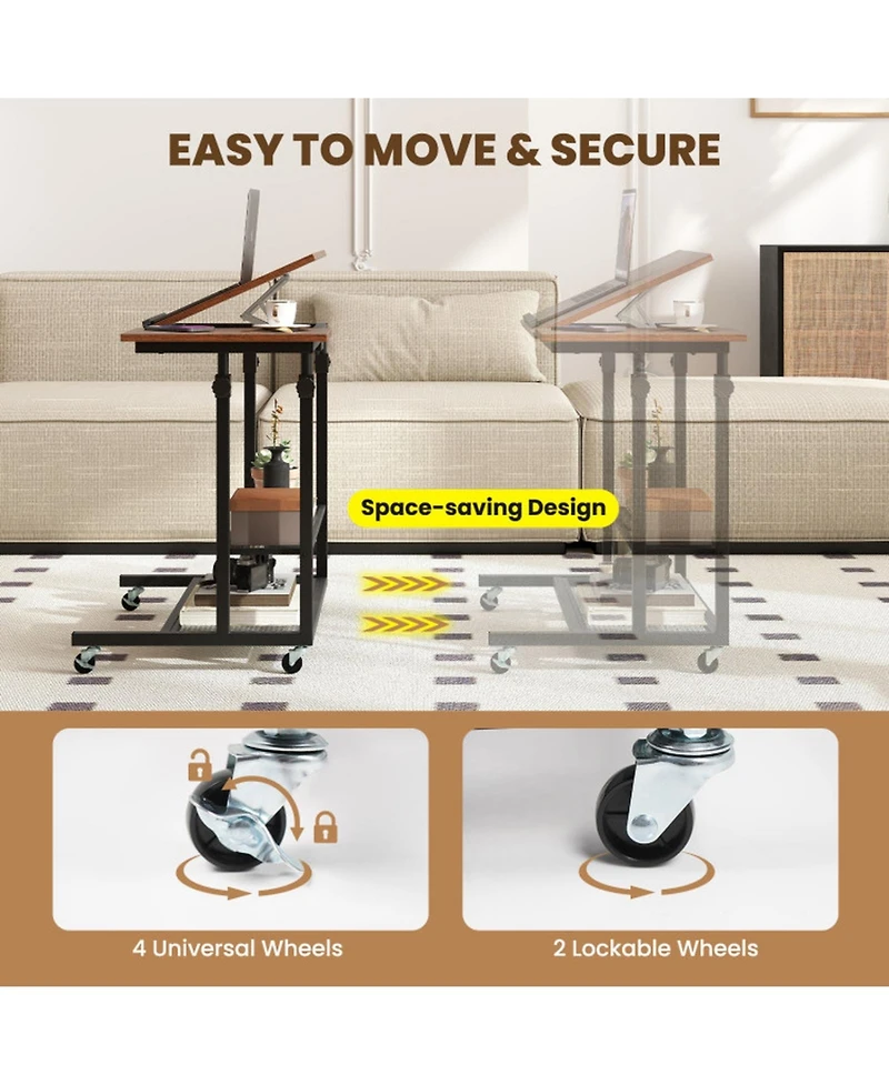 Sugift Mobile Height Adjustable Standing Desk on Wheels with Tilting Tabletop