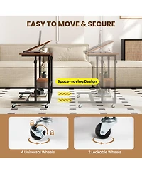 Sugift Mobile Height Adjustable Standing Desk on Wheels with Tilting Tabletop