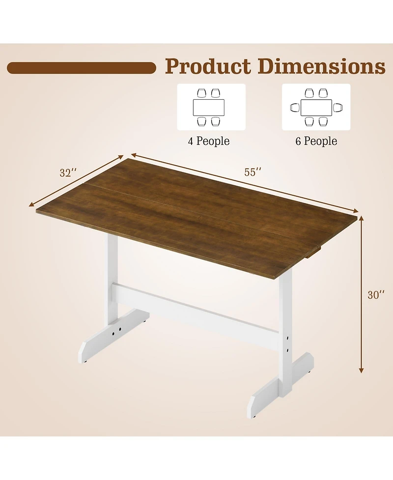 Mecale 55-Inch Rectangular Dining Table with Trestle Base for 4-6