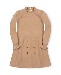 Hope & Henry Little Girls and Organic Mock Neck Ruffle Edge Sweater Dress