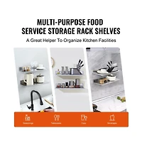 Slickblue Stainless Steel Floating Wall Shelves Set of 2 with Backsplash for Kitchen Restaurant Storage