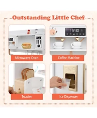 Sugift Lights and Sounds 25-Piece Wooden Play Kitchen, Ages 3+