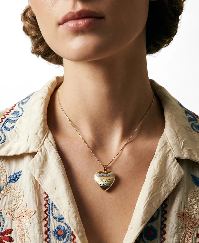The M Jewelers Mom Two Tone Photo Locket Necklace