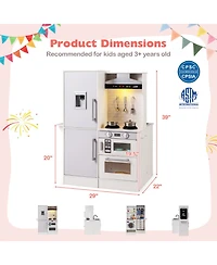 Sugift Double-Sided Toddler Play Kitchen with Water Dispenser and Luminous Range Hood Ages 3 Plus
