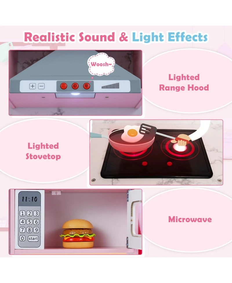 Sugift Interactive Play Kitchen with Circulating Water Sink and Lights and Sounds, Ages 3+