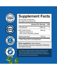 Nature's Craft Reduced L-Glutathione Supplement with Alpha Lipoic Acid and Milk Thistle | 60 Capsules