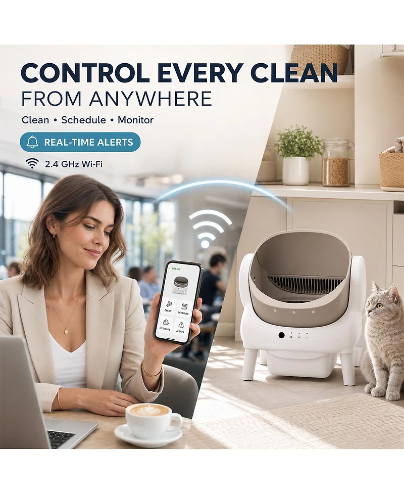 Cumrige WiFi Self-Cleaning Litter Box for Multiple Cats