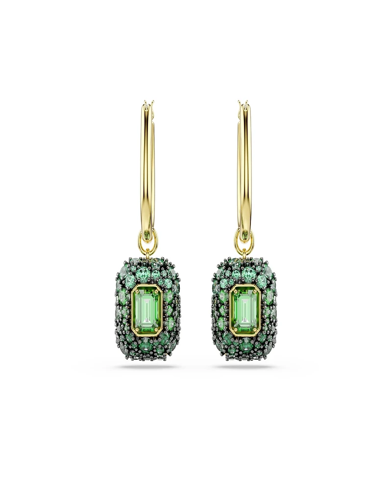 Swarovski Gold-Tone Plated Green Crystal Earrings