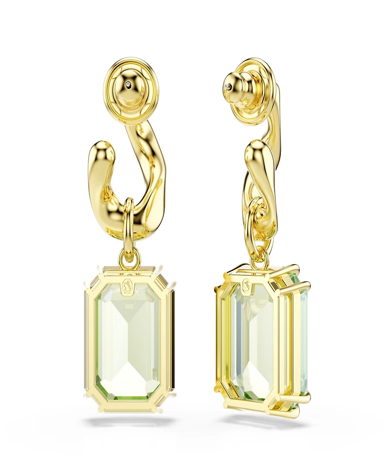Swarovski Gold-Tone Plated Green Crystal Earrings