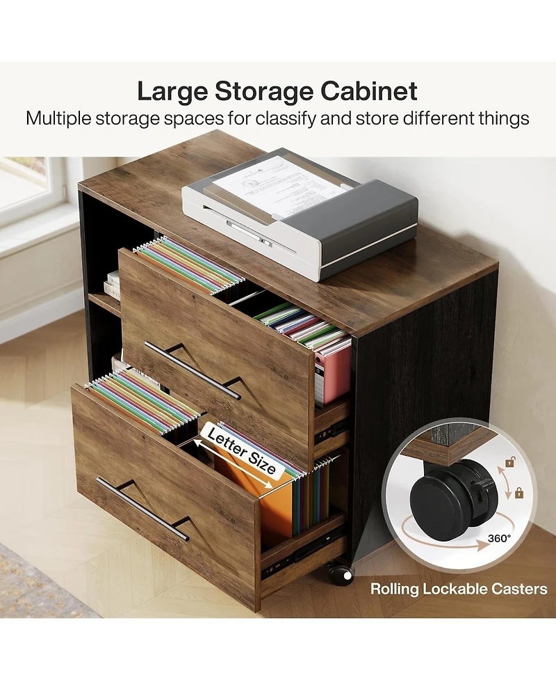 Tribesigns 70.86" L-Shaped Desk with File Cabinet