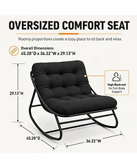 gaomon Outdoor Foldable Rocking Chair with Padded Oxford Cushion, Heavy-Duty Iron Frame Patio Rocker for Porch, Garden, Balcony and Living Room