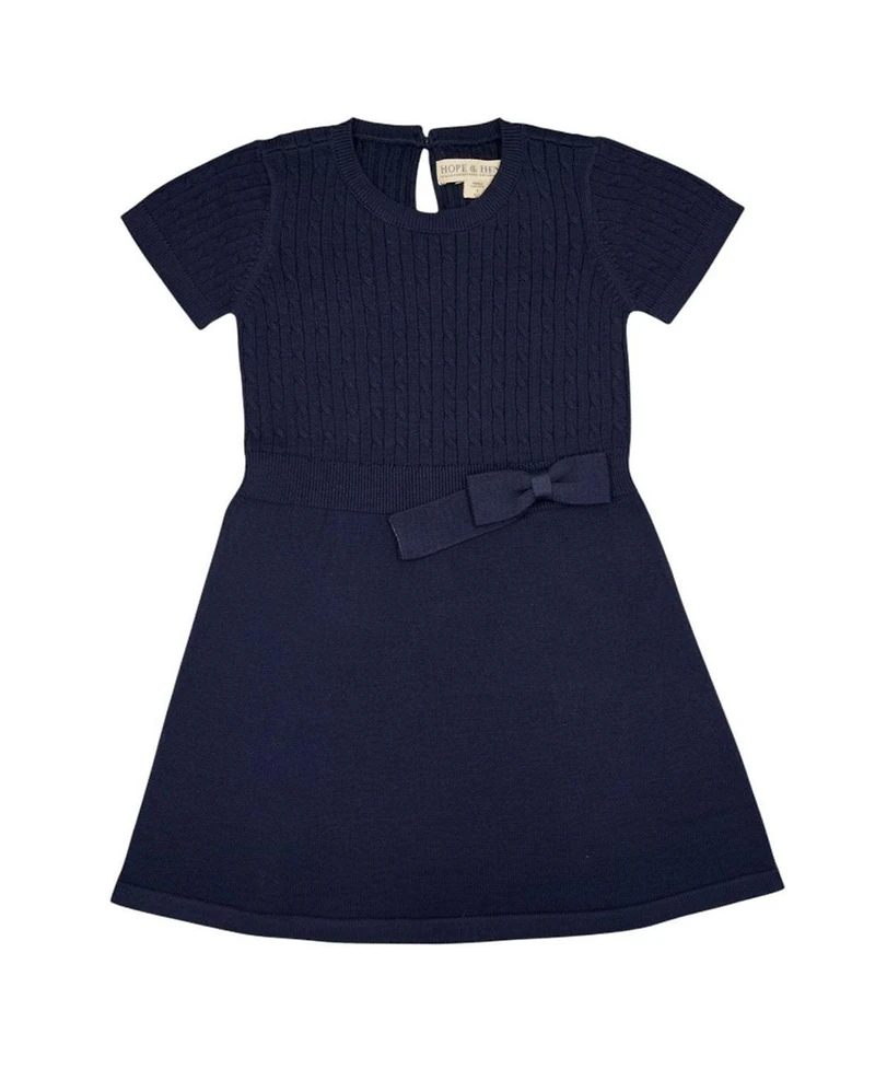 Hope & Henry Little and Big Girls (6 - 12) Organic Short Sleeve Cable Sweater Dress