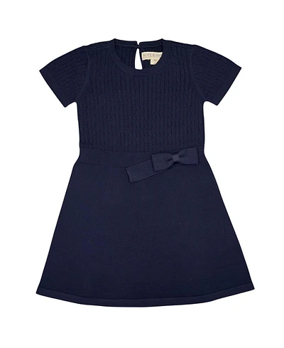 Hope & Henry Little and Big Girls (6 - 12) Organic Short Sleeve Cable Sweater Dress