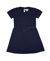 Hope & Henry Little and Big Girls (6 - 12) Organic Short Sleeve Cable Sweater Dress
