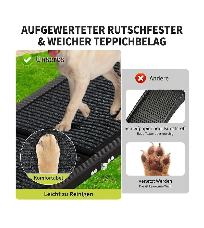 63 in Dog Ramp for Car Suv Truck, Foldable Non-Slip Aluminum Frame Pet Ramp for Large Dogs
