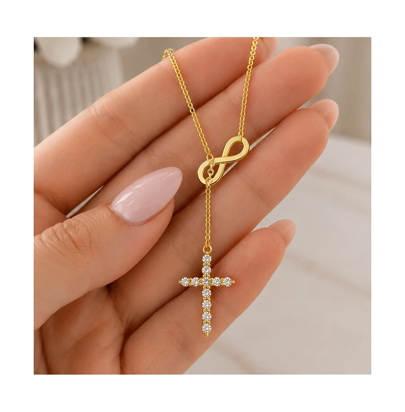 Dloria Infinite Cross Lariat Necklace