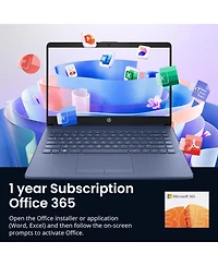 Hp Essential 14" Hd Laptop, Intel N150, 4GB Ram, 128GB eMMC, Wi-Fi 6, Win11 Home, 1-Year Microsoft 365 Included