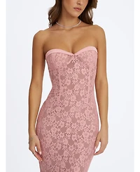 Miss Circle Women's Rosalyn Pink Lace Sweetheart Maxi Mermaid Dress