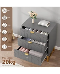 Dresser for Bedroom, 3 Drawer Dresser with Metal Legs, Wood Dressers Chest Organizer with Wide Storage, Modern Chest of Drawers for Bedroom, Hallway