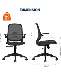 Black Ergonomic Mesh Office Chair with Flip-Up Arms and Lumbar Support